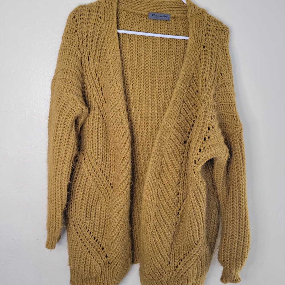 Elsamanda Anthropologie Open Front Knit Cardigan Sweater Made in Italy Size S